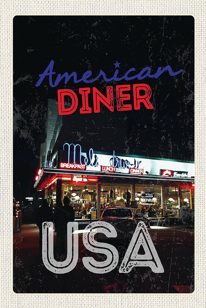 Holzschild 18x12 cm USA Diner Restaurant Lunch Dinner Bildmotiv Reisemotiv Abenteuer Reisen