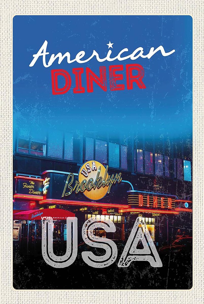 Holzschild 18x12 cm USA Brooklyn Restaurant Diner Essen Bildmotiv Reisemotiv Abenteuer Reisen