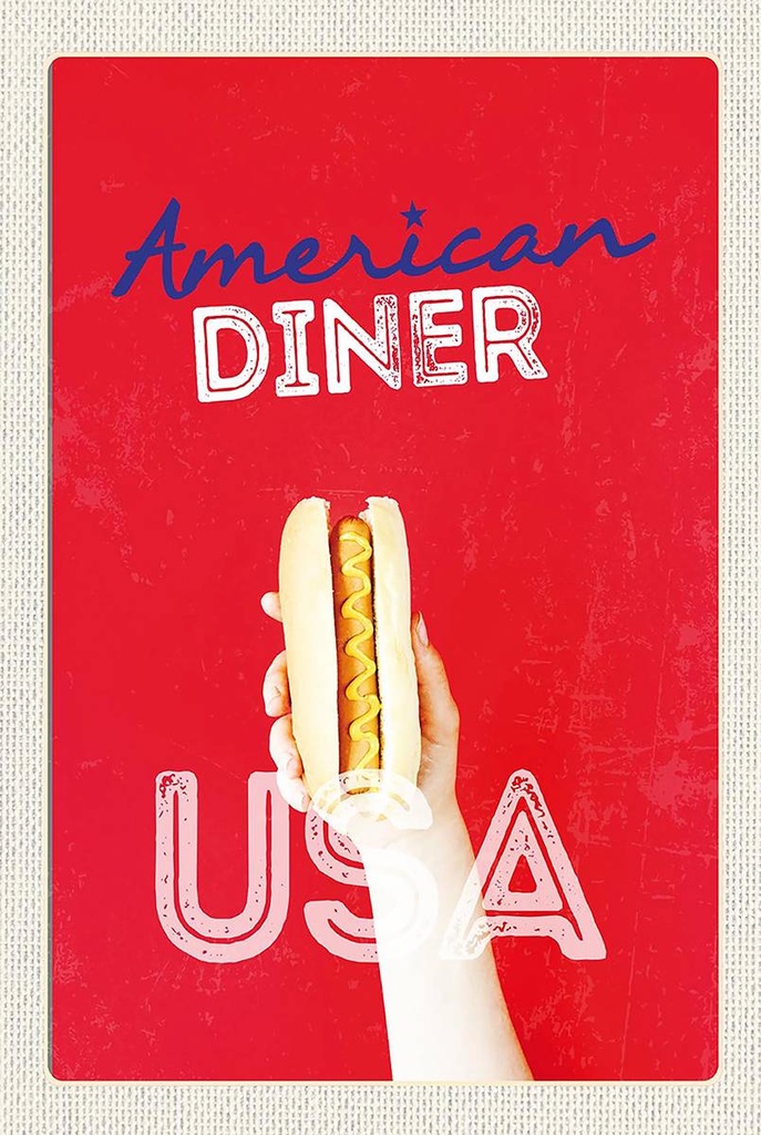 Holzschild 18x12 cm Amerika USA Hot Dog Fast Food Gericht Bildmotiv Reisemotiv