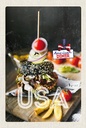 Holzschild 18x12 cm Amerika Burger Fast Food Gerichte Bildmotiv Reisemotiv USA