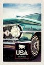 Holzschild 18x12 cm USA Amerika Auto Dynamic 88 blau