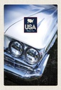 Holzschild 18x12 cm Amerika Oldtimer weiß Dream Cars Bildmotiv Reisemotiv USA