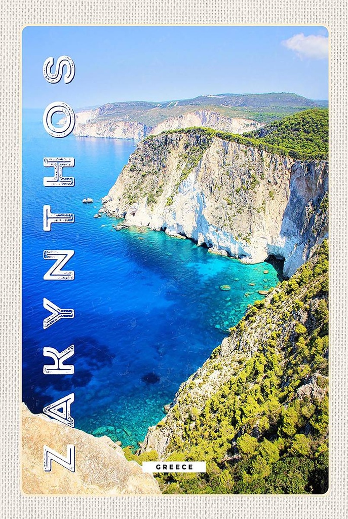 Holzschild 18x12 cm Zakynthos Greece Griechenland Meer Bildmotiv Reisemotiv Abenteuer Reisen
