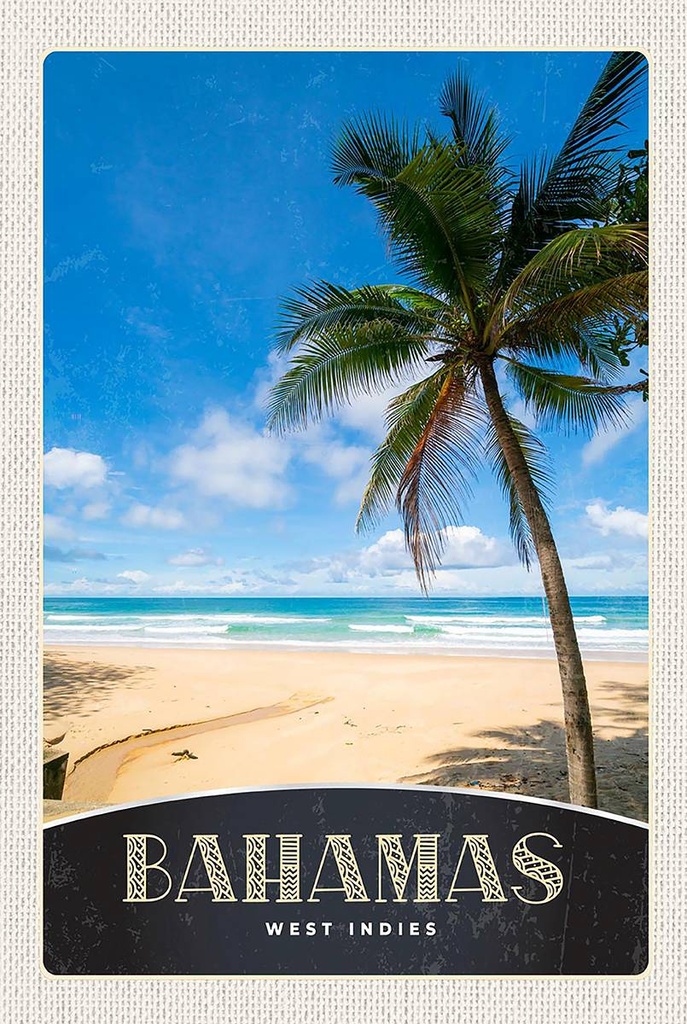 Holzschild 18x12 cm Bahamas West Indien Strand Palme Bildmotiv Reisemotiv Abenteuer Reisen