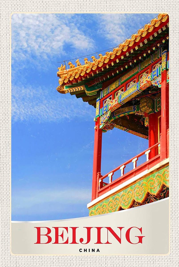 Holzschild 18x12 cm Beijing China Haus bunt traditionell Bildmotiv Reisemotiv Abenteuer Reisen