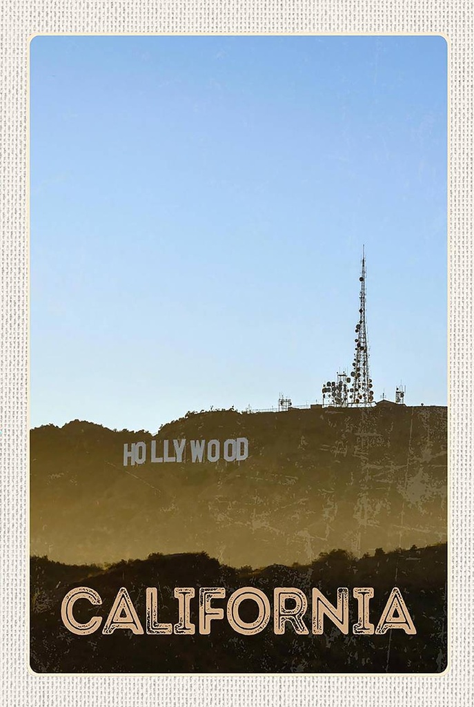 Holzschild 18x12 cm California Amerika Hollywood Star Bildmotiv Reisemotiv Abenteuer Reisen