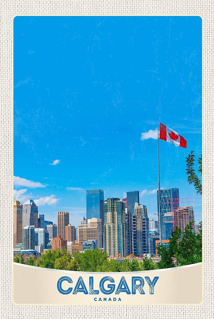 Holzschild 18x12 cm Calgary Kanada Stadt Flagge Bildmotiv Reisemotiv Abenteuer Reisen