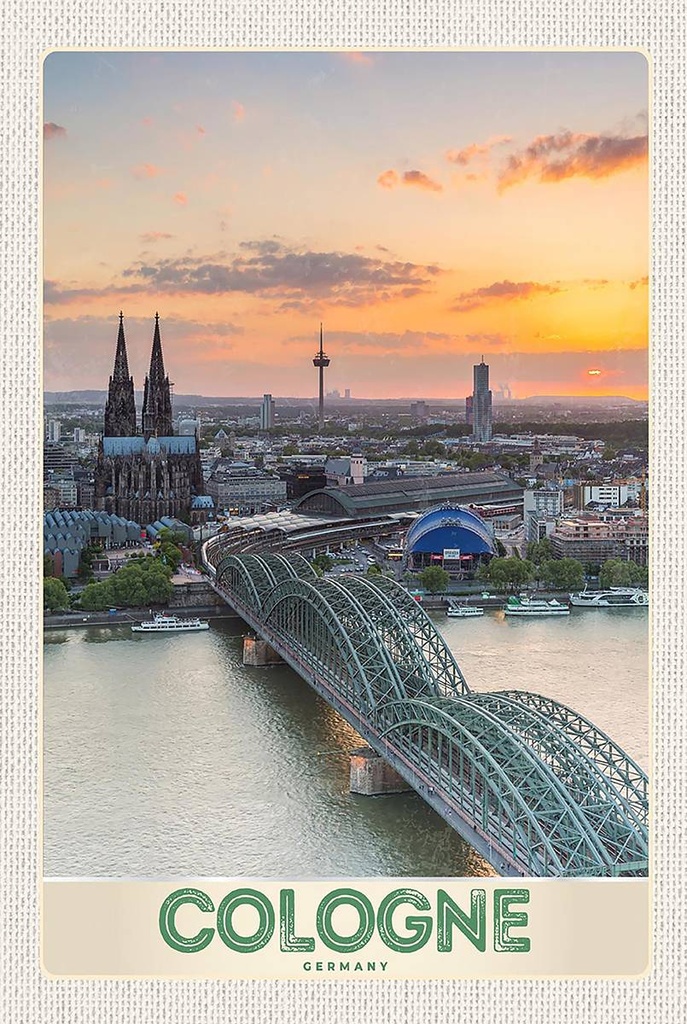 Holzschild 18x12 cm Köln Deutschland Stadttrip Dom Brücke Bildmotiv Reisemotiv Abenteuer Reisen