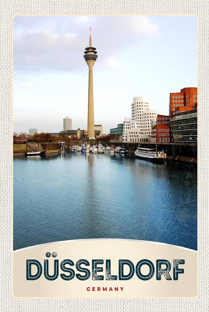Holzschild 18x12 cm Düsseldorf Fernsehturm Bildmotiv Reisemotiv Abenteuer Reisen
