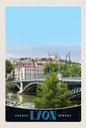 Holzschild 18x12 cm Lyon Brücke Frankreich Fluss Schloss