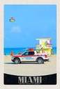 Holzschild 18x12 cm Miami USA Amerika Ozeanrettung Wagen Bildmotiv Reisemotiv Abenteuer Reisen