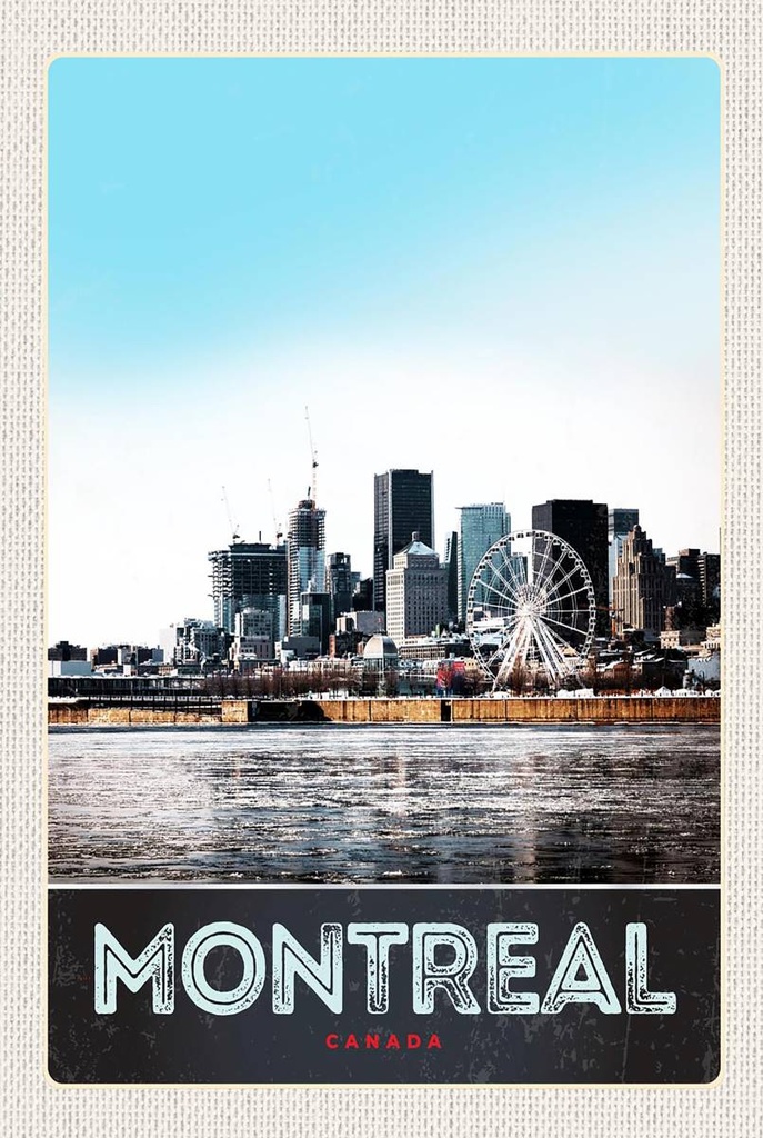Holzschild 18x12 cm Montreal Kanada Riesenrad Fluss Stadt Bildmotiv Reisemotiv Abenteuer Reisen