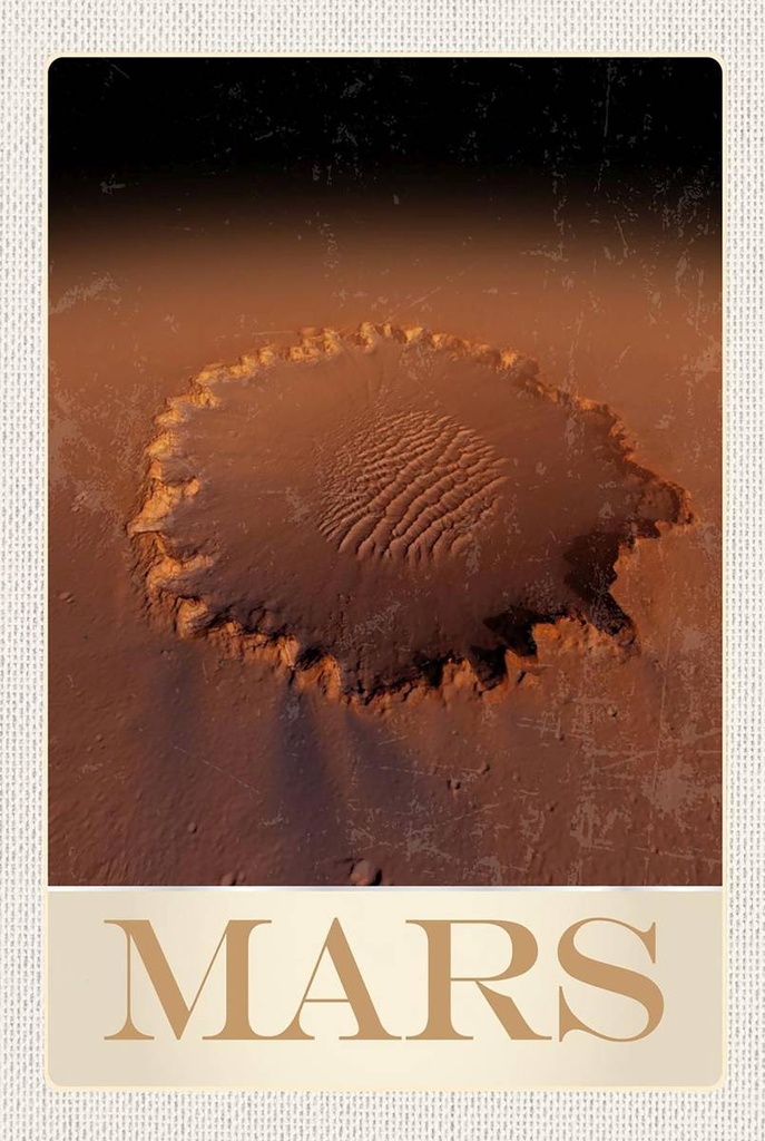 Holzschild 18x12 cm Mars Weltraum Abdruck roter Planet Bildmotiv Reisemotiv Abenteuer Reisen