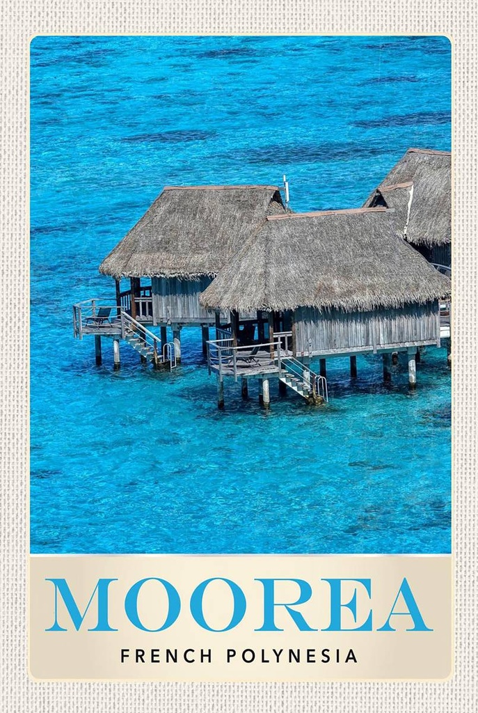 Holzschild 18x12 cm Moorea Insel Süd-Pazifik Strand Bildmotiv Reisemotiv Abenteuer Reisen