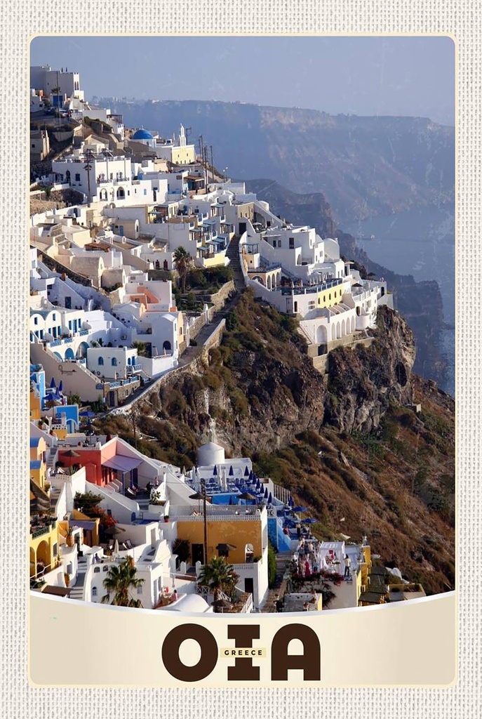 Holzschild 18x12 cm Oia Greece Griechenland Europa Insel Bildmotiv Reisemotiv Abenteuer Reisen