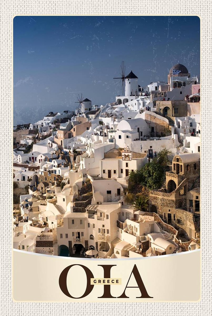 Holzschild 18x12 cm Oia Greece Insel Griechenland Bildmotiv Reisemotiv Abenteuer Reisen