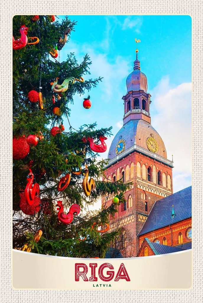 Holzschild 18x12 cm Riga Lettland Weihnachten Winterzeit