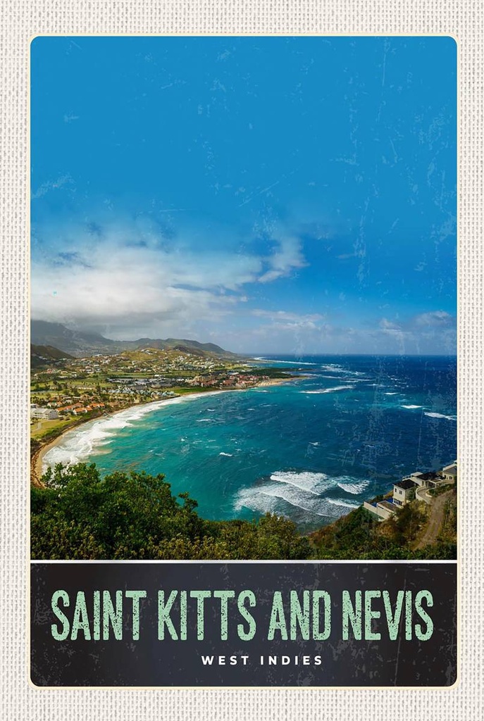 Holzschild 18x12 cm Saint Kitts and Nevis Amerika Bildmotiv Reisemotiv Abenteuer Reisen