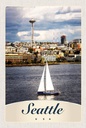 Holzschild 18x12 cm Seattle USA Boot Schiff Stadt Bildmotiv Reisemotiv Abenteuer Reisen