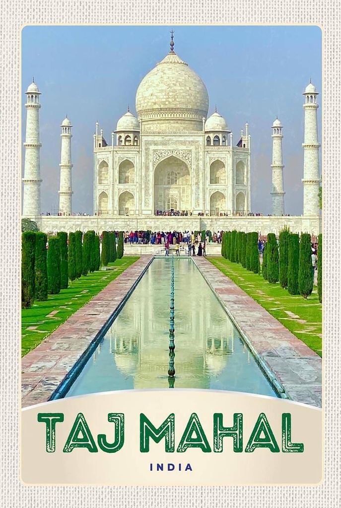 Holzschild 18x12 cm Taj Mahal Agra Bildmotiv Reisemotiv Abenteuer Reisen
