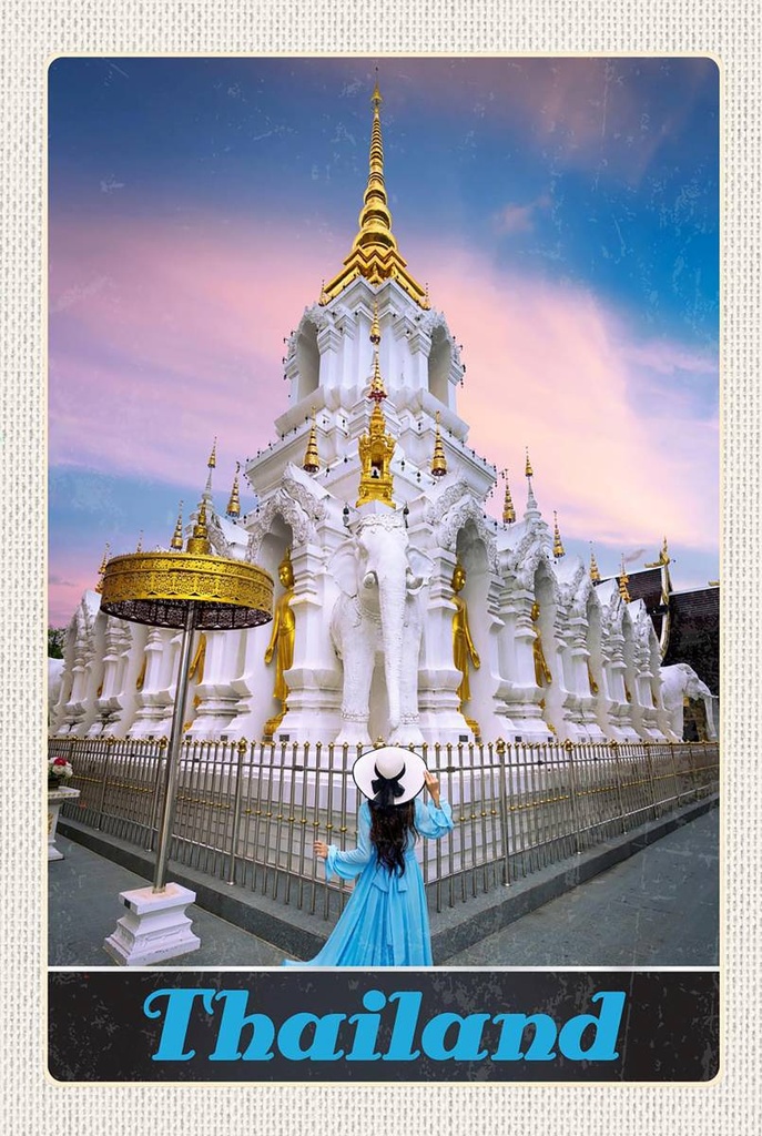 Holzschild 18x12 cm Thailand Wait Traimit golden Kloster Bildmotiv Reisemotiv Abenteuer Reisen