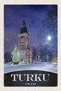 Holzschild 18x12 cm Turku Finnland Kirche Schnee Winter Bildmotiv Reisemotiv Abenteuer Reisen