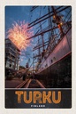 Holzschild 18x12 cm Turku Finnland Schiff Feuerwerk Bildmotiv Reisemotiv Abenteuer Reisen