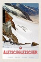 Holzschild 18x12 cm Aletschgletscher Schweiz Schnee Winter Bildmotiv Reisemotiv Abenteuer Reisen