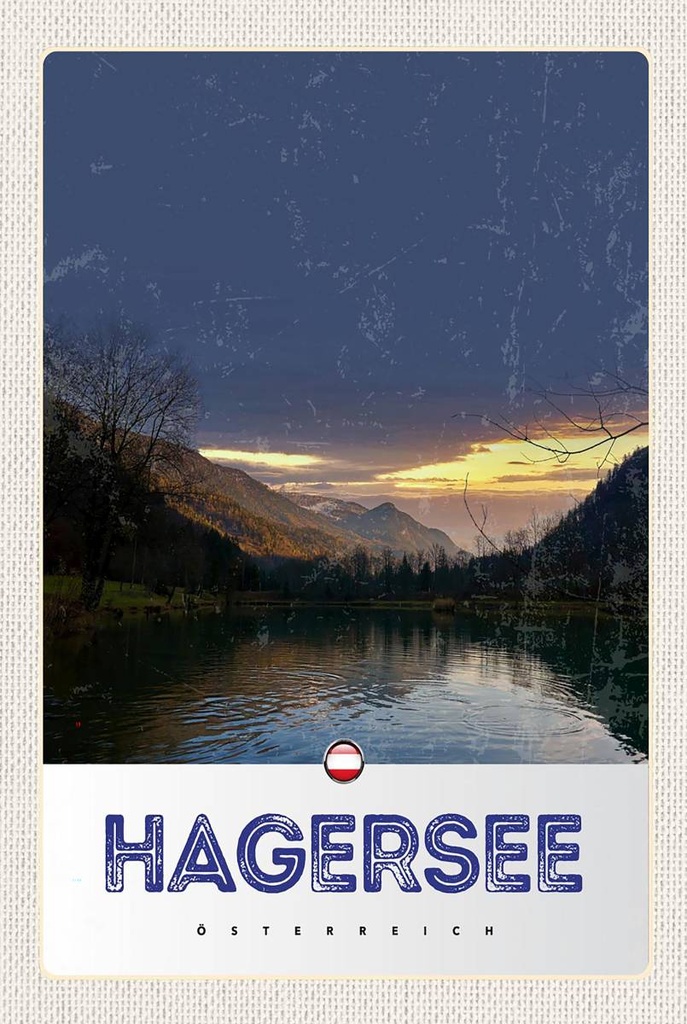 Holzschild 18x12 cm Hagersee Österreich Europa See Wald Bildmotiv Reisemotiv Abenteuer Reisen