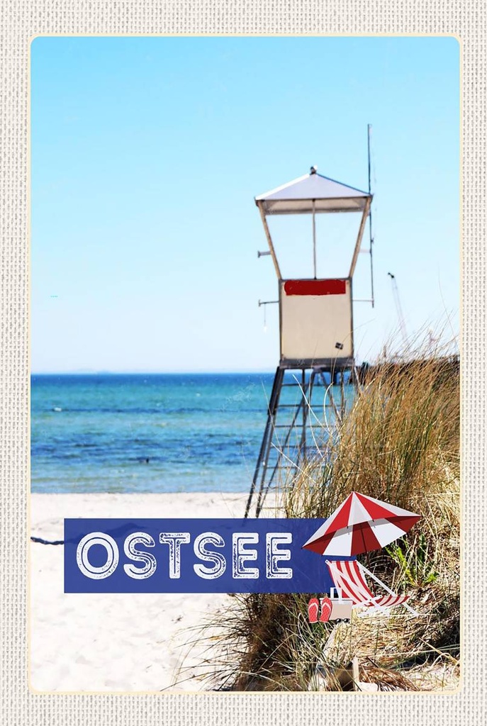Holzschild 18x12 cm Ostsee Strand Bildmotiv Reisemotiv Abenteuer Reisen