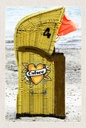 Holzschild 18x12 cm Ostsee Strandkorb gelb Strand Bildmotiv Reisemotiv Abenteuer Reisen