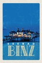 Holzschild 18x12 cm Binz Seebad Haus Abend Bildmotiv Reisemotiv Abenteuer Reisen