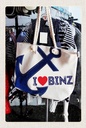 Holzschild 18x12 cm Binz Anker Tasche weiß Bildmotiv Reisemotiv Abenteuer Reisen