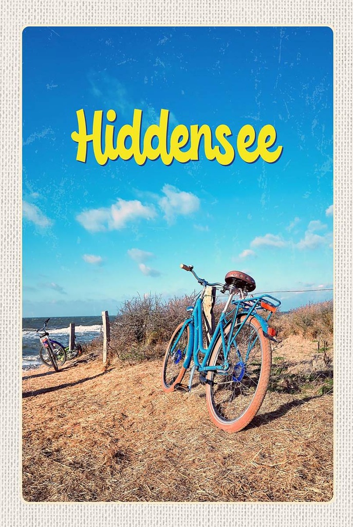 Holzschild 18x12 cm Hiddensee Fahrrad Strand Bildmotiv Reisemotiv Abenteuer Reisen