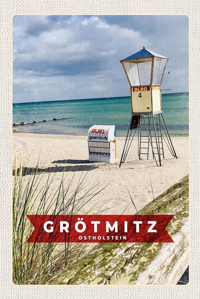 Holzschild 18x12 cm Grötmitz Ostholstein Rettungsdienst Bildmotiv Reisemotiv Abenteuer Reisen