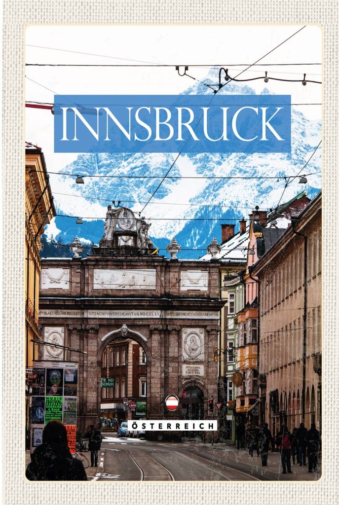 Holzschild 18x12 cm Innsbruck Österreich Aussicht Stadt Bildmotiv Reisemotiv Abenteuer Reisen