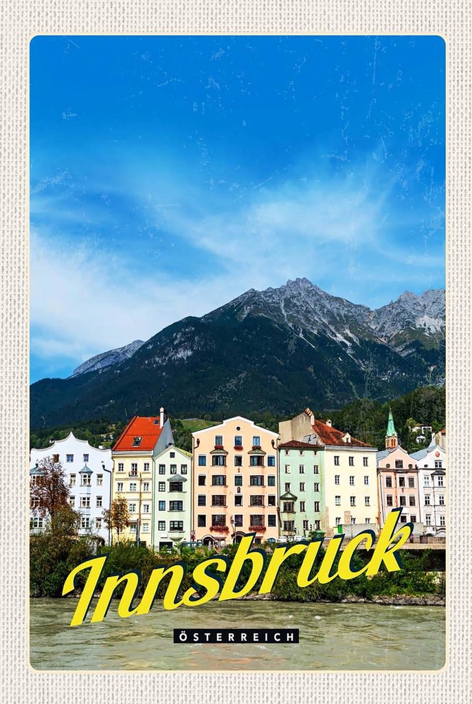 Holzschild 18x12 cm Innsbruck Aussicht Stadt Bildmotiv Reisemotiv Abenteuer Reisen