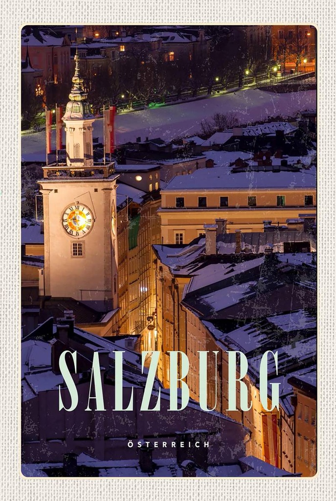 Holzschild 18x12 cm Salzburg Österreich Kirche Altstadt Bildmotiv Reisemotiv Abenteuer Reisen