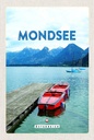 Holzschild 18x12 cm Mondsee Österreich Boote See Berge Bildmotiv Reisemotiv Abenteuer Reisen