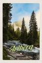 Holzschild 18x12 cm Arlberg Wälder Wasserfall Strömung Bildmotiv Reisemotiv Abenteuer Reisen