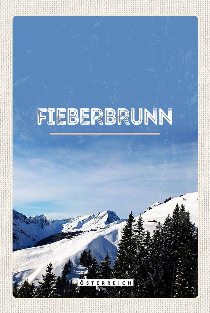 Holzschild 18x12 cm Fieberbrunn Österreich Winter Ski Bildmotiv Reisemotiv Abenteuer Reisen