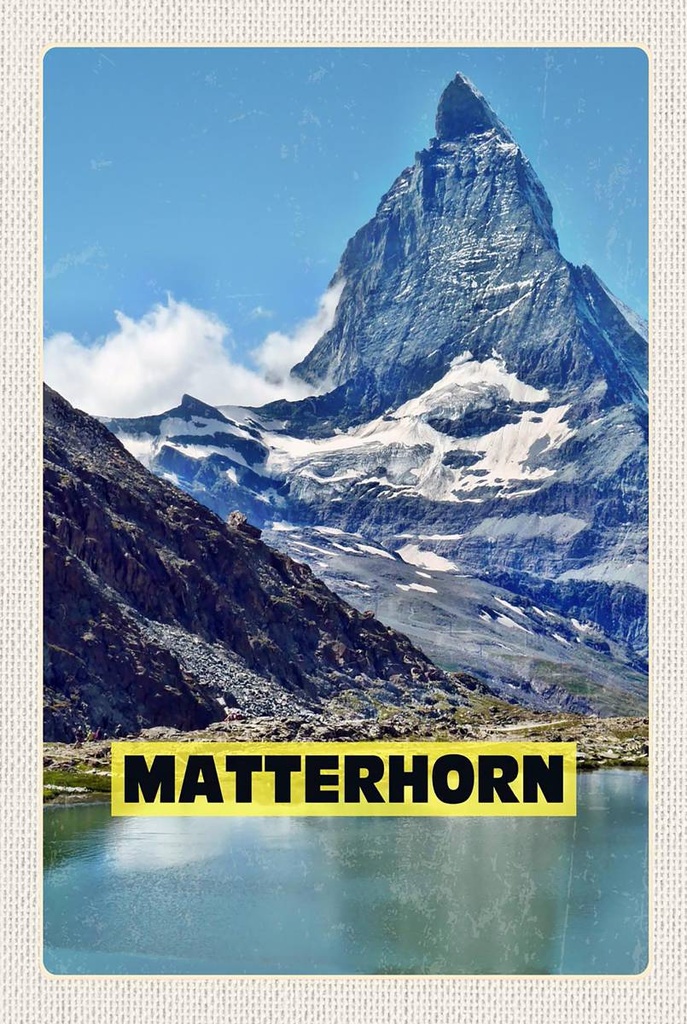 Holzschild 18x12 cm Matterhorn Schweiz Wanderung Bildmotiv Reisemotiv Abenteuer Reisen