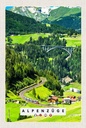 Holzschild 18x12 cm Alpenzüge Schweiz Österreich Brücke Bildmotiv Reisemotiv Abenteuer Reisen