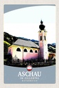 Holzschild 18x12 cm Aschau im Zillertal Österreich Kirche Bildmotiv Reisemotiv Abenteuer Reisen
