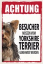 Holzschild 18x12 cm Tiere Achtung Yorkshire Terrier