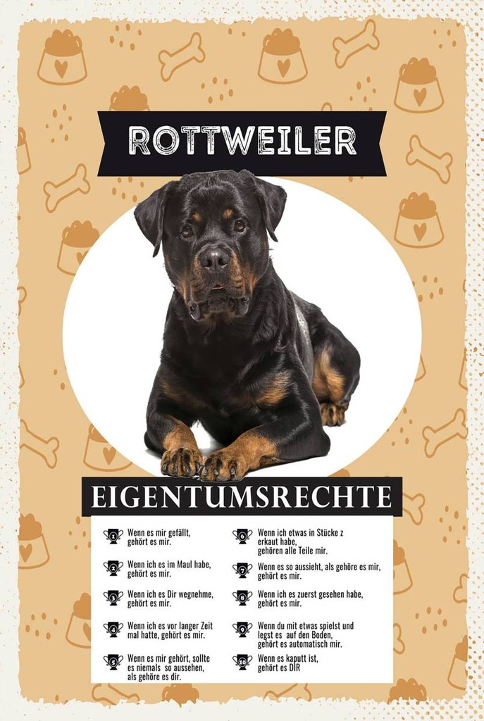 Holzschild 18x12 cm Rottweiler Eigentumsrechte