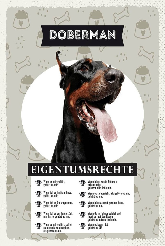 Holzschild 18x12 cm Dobermann Eigentumsrechte