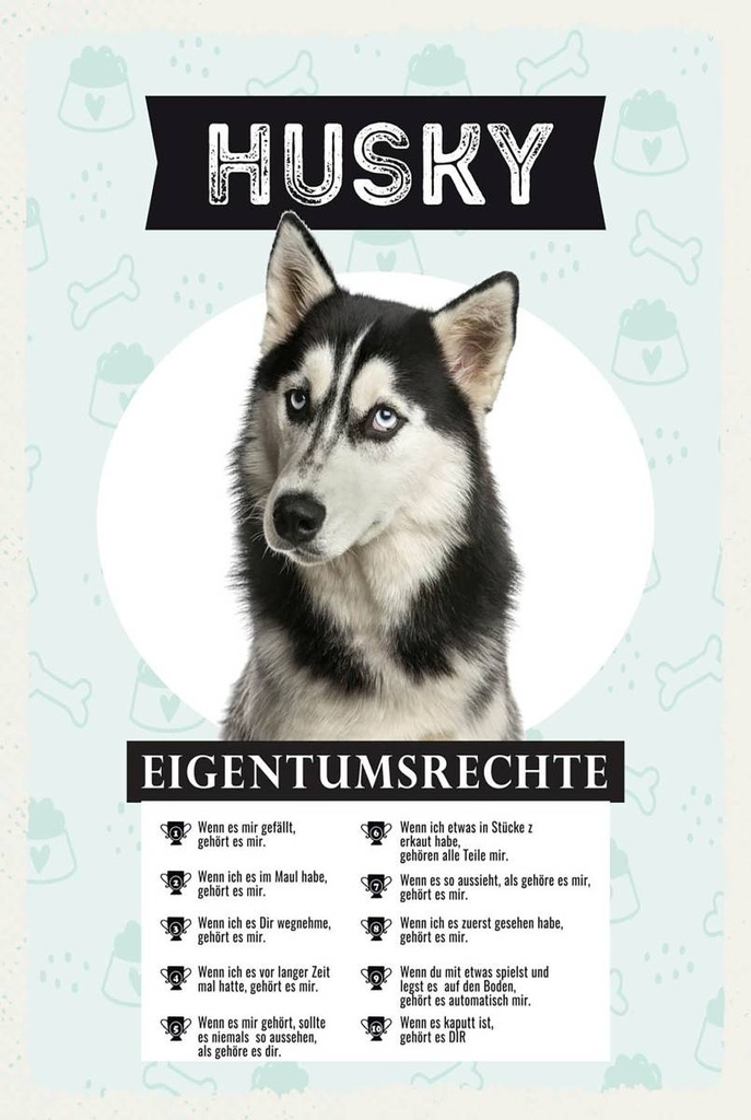 Holzschild 18x12 cm Husky Eigentumsrechte
