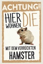 Holzschild 18x12 cm Tiere Achtung hier Hamster