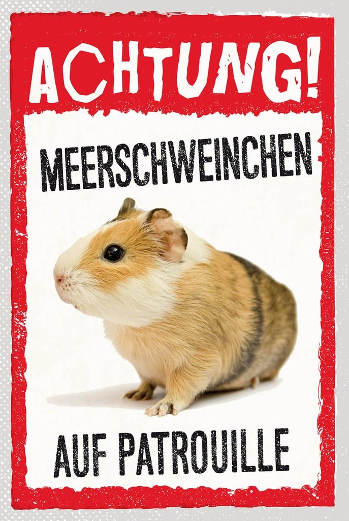 Holzschild 18x12 cm Achtung Meerschweinchen Patrouille